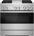 JennAir - NOIR 5.1 Cu. Ft. Freestanding Dual Fuel True Convection Range with Self-Cleaning and Griddle and Steam Assist - Floating Black Glass